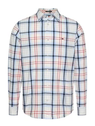 Tommy Jeans Langarmhemd TJM REG POPLIN CHECK SHIRT Hellblau/Rot