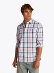 Tommy Jeans Langarmhemd TJM REG POPLIN CHECK SHIRT Hellblau/Rot
