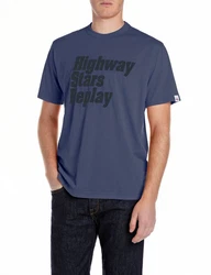 Replay T-Shirt mit Front-Print Dunkelblau/Blau/Grau
