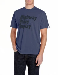 Replay T-Shirt mit Front-Print Dunkelblau/Blau/Grau