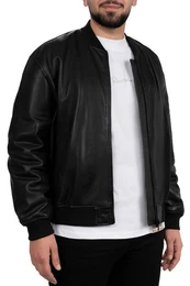 Bomberjacke Herren Echtleder Bomberjacke 24RS052 Black 3XL mit einzigartiger Lasergravur am Windschutz