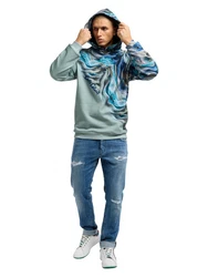 CARLO COLUCCI Hoodie Draicchio Grau/Türkis/Blau