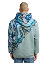 CARLO COLUCCI Hoodie Draicchio Grau/Türkis/Blau