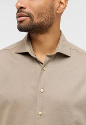 Eterna Langarmhemd MODERN FIT EASY IRON Beige/Khaki/Braun