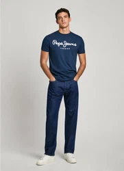 Pepe Jeans T-Shirt mit Markenprint marine/wei