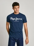 Pepe Jeans T-Shirt mit Markenprint marine/wei