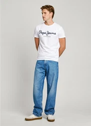 Pepe Jeans T-Shirt mit Markenprint Grün/Grau/Beige/Weiß