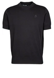 KARL LAGERFELD Strickpullover mit kurzen Ärmeln Dunkelgrau/Schwarz/Dunkelblau