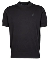 KARL LAGERFELD Strickpullover mit kurzen Ärmeln Dunkelgrau/Schwarz/Dunkelblau
