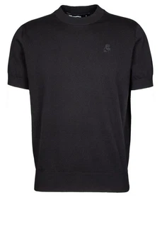 KARL LAGERFELD Strickpullover mit kurzen Ärmeln Dunkelgrau/Schwarz/Dunkelblau