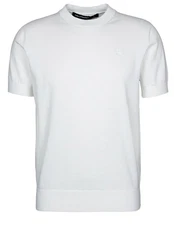 KARL LAGERFELD Strickpullover mit kurzen Ärmeln Weiß/Creme/Grau
