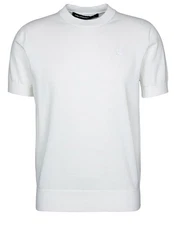 KARL LAGERFELD Strickpullover mit kurzen Ärmeln Weiß/Creme/Grau