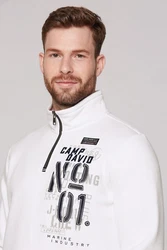 CAMP DAVID Sweater Weiß/Dunkelblau/Creme/Rot/Grau