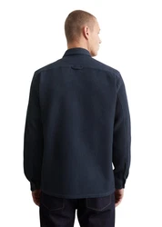 Marc O'Polo Langarmhemd Waffelstruktur Dunkelblau/Hellblau/Blau
