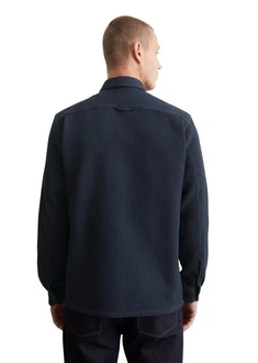 Marc O'Polo Langarmhemd Waffelstruktur Dunkelblau/Hellblau/Blau