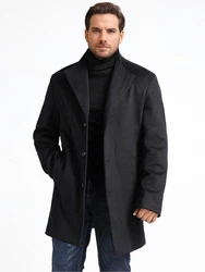 Allthemen Kurzmantel Herren Wintermantel mit Stehkragen Dunkelblau/Schwarz/Hellblau