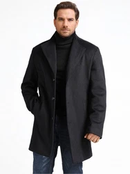 Allthemen Kurzmantel Herren Wintermantel mit Stehkragen Dunkelblau/Schwarz/Hellblau