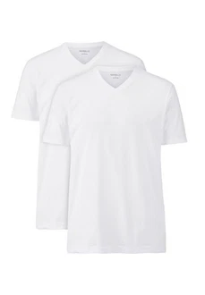 MARVELIS V-Shirt T-Shirt Doppelpack V-Ausschnitt Weiß/Creme/Grau/Dunkelblau