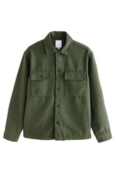 Next Blusenjacke Hemdjacke mit zwei Taschen Dunkelgrün/Grün