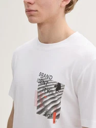 TOM TAILOR Denim T-Shirt mit Foto-Print Weiß/Creme