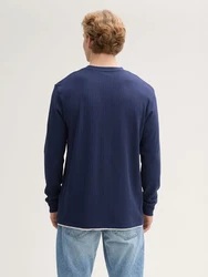 TOM TAILOR Denim T-Shirt 2-in-1 Langarmshirt Dunkelblau/Blau/Hellblau
