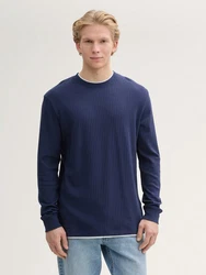 TOM TAILOR Denim T-Shirt 2-in-1 Langarmshirt Dunkelblau/Blau/Hellblau