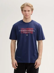 TOM TAILOR Denim T-Shirt (Relaxed Fit) Dunkelblau/Hellblau/Lila