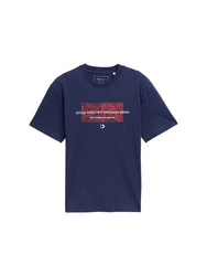 TOM TAILOR Denim T-Shirt (Relaxed Fit) Dunkelblau/Hellblau/Lila