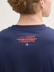 TOM TAILOR Denim T-Shirt (Relaxed Fit) Dunkelblau/Hellblau/Lila