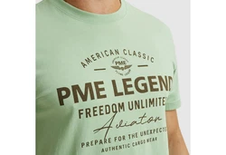 PME LEGEND T-Shirt Short Sleeve R-Neck Frontprint Grün/Hellgrün