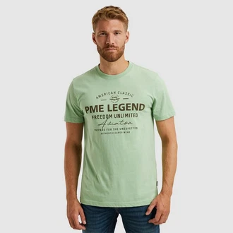 PME LEGEND T-Shirt Short Sleeve R-Neck Frontprint Grün/Hellgrün