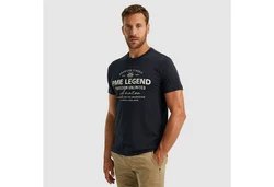PME LEGEND T-Shirt Short Sleeve R-Neck Frontprint Dunkelblau/Braun/Gelb