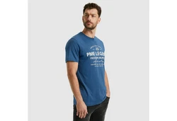 PME LEGEND T-Shirt Short Sleeve R-Neck Frontprint Blau