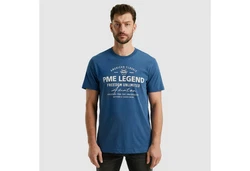 PME LEGEND T-Shirt Short Sleeve R-Neck Frontprint Blau