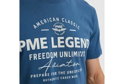 PME LEGEND T-Shirt Short Sleeve R-Neck Frontprint Blau