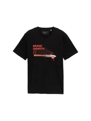 TOM TAILOR Denim T-Shirt mit Foto-Print Schwarz/Creme