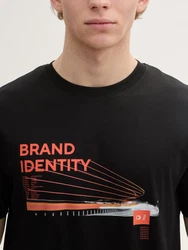 TOM TAILOR Denim T-Shirt mit Foto-Print Schwarz/Creme