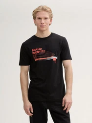 TOM TAILOR Denim T-Shirt mit Foto-Print Schwarz/Creme