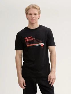 TOM TAILOR Denim T-Shirt mit Foto-Print Schwarz/Creme