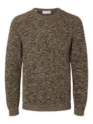 SELECTED HOMME Rundhalspullover SLHVINCE LS KNIT BUBBLE CREW NECK Braun/Grau/Dunkelgrün/Khaki/Dunkelbraun/Rosa/Rot