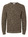 SELECTED HOMME Rundhalspullover SLHVINCE LS KNIT BUBBLE CREW NECK Braun/Grau/Dunkelgrün/Khaki/Dunkelbraun/Rosa/Rot