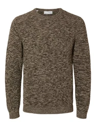 SELECTED HOMME Rundhalspullover SLHVINCE LS KNIT BUBBLE CREW NECK Braun/Grau/Dunkelgrün/Khaki/Dunkelbraun/Rosa/Rot