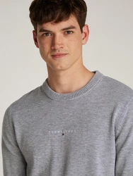 Tommy Jeans Strickpullover TJM LINEAR SMALL CHEST SWEATER Grau/Hellgrau