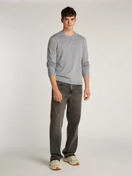 Tommy Jeans Strickpullover TJM LINEAR SMALL CHEST SWEATER Grau/Hellgrau