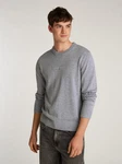Tommy Jeans Strickpullover TJM LINEAR SMALL CHEST SWEATER Grau/Hellgrau