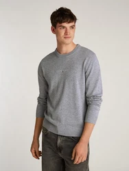 Tommy Jeans Strickpullover TJM LINEAR SMALL CHEST SWEATER Grau/Hellgrau