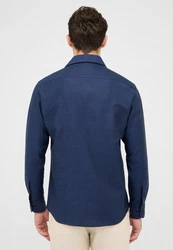 Eterna Langarmhemd MODERN FIT EASY IRON Dunkelblau/Blau