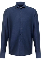 Eterna Langarmhemd MODERN FIT EASY IRON Dunkelblau/Blau