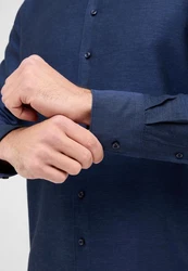 Eterna Langarmhemd MODERN FIT EASY IRON Dunkelblau/Blau