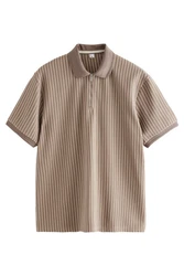 Next Poloshirt mit vertikalen Streifen Braun/Beige